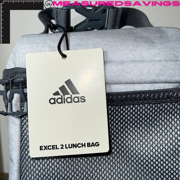 Adidas [NWT] Excel 2 Unisex Insulated Grey Lunch Bag - Clip to Backpack - Picture 7 of 11
